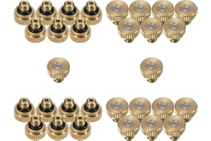 M METERXITY 30-Pack Brass Misting Nozzle, 0.024" 0.6mm Orifice 10/24 UNC O-Ring Replacement Mister Nozzles Plug Mister Heads for Garden Patio Outdoor Cooling System Low-Pressure Atomizing