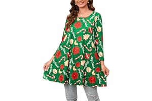 Enmain Womens Casual Tunic Tops Long Sleeve Ladies Longline Tunic Blouse Shirts Round Neck Plus Size Tunics Dress Floaty T Shirt for Women,S-3XL