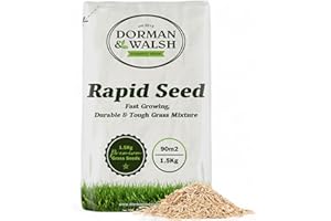 DORMAN & WALSH Rapid Seed 1.5 kg Quick Growing Grass Seed, Hard-Wearing and Durable Covering 90m² for Lawns & Patch Repair Dorman and Walsh Premium Green Grass