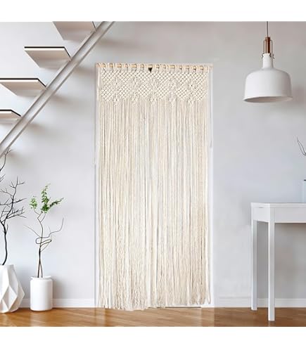 Outdoor Store Macramé Gordijnen, Bohemian Macramé Gordijnen, Raamgordijnen, Deurgordijnen, Geweven Katoenen Wanddecoratie, Voor Woonkamer, Slaapkamer, Bruiloftsfeest (Maat: 160 x 260 cm