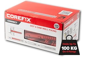 Corefix 100mm Heavy Duty Dot & Dab Wall Fixings - Plasterboard Over Blockwork Wall Plugs & Screws - For TVs, Radiators, Shelving & more - Holds 100kg on 4 fixtures - Reinforced Steel Core – Box of 24