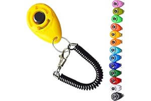 DogCatz Dog Puppy Teardrop Clicker Training, Train Your Pet Dogs and Cats in Obedience (Yellow)