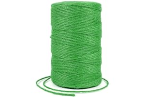 Uiopa Ficelle Jute 2mm x 200m, Ficelle Corde Jute Naturel Fil de Jardinage Corde Chanvre, Cordelette pour Jardin, Bricolage d'art Créatif, L'emballage Cadeau, Deco Noel (Vert)
