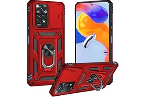 Yohii Funda para Xiaomi Redmi Note 11 Pro 4G/5G, Protección Cámara Carcasa 360 Grados Anillo Soporte Antigolpes Funda Xiaomi Redmi Note 11 Pro 6,67 '' Case - Rojo