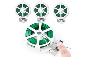 MIYUANGKJ 200 m de alambre para atar plantas, 4 rollos de alambre de jardín verde con dispensador y cortador, alambre para plantas, ayuda para organizar, proyectos de manualidades, jardín, twistee