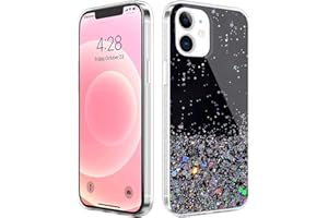 Monsully Glitter iPhone 12/12 Pro Case Sparkle, Sparkle Bling Bling Protective Case Black TPU Bumper Silicone Case Shockproof Colourful Case Cover for iPhone 12/12 Pro