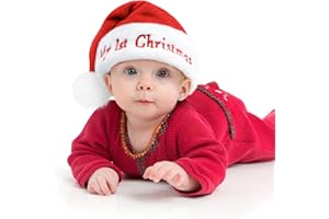 benpen Baby Santa Hat,Unisex Christmas Hat for Toddler Plush Xmas Claus,Velvet Classic Santa Outfit for New Year Festive Party Supply