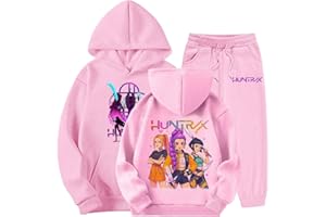 GENERIC K-Pop Demon Hunters Huntri/X Survêtement Fille Huntrix Tenue Mira Zoey Rumi Ensemble 2 Pièces Vintage Y2K Hoodie Pantalon et Haut Sweats à Capuche Jogging Vêtements Imprimés Sportswear 2025