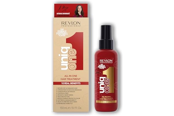 REVLON PROFESSIONAL UniqOne All in One Protector Térmico Pelo, Hidratación Profunda Cabello, Tratamiento en Spray sin Aclarado, Desenredante Pelo Mujer, 150 ml