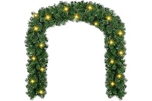 SWANEW 5m Guirnalda de Navidad, Corona de Navidad Artificial con 100 Luces Blanco Cálido, Chimeneas Escaleras Guirnaldas Decoradas,Decoración Navideña Interior Exterior