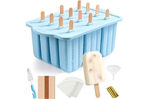 POWLYB Stampi per Ghiaccioli in Silicone Stampo, Silicone Stampi per Gelato senza BPA, DIY Stampi Riutilizzabili di Gelati 12 Cavità in Silicone, Stampo Ghiaccioli per Bambini Adulti