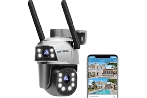 GENBOLT WiFi Security Camera Outdoor with PoE, Dual Lens Home Surveillance IP Camera CCTV with Color Night, Auto Tracking Human Detection Pan Tilt Digital Zoom Spotlight Camera
