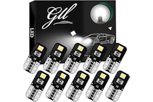 GLL 10PCS T10 LED Bulbs, W5W 501 Wedge Bulbs, Super Bright 130LM 6500K Xenon White, 12V Canbus Ready Error Free for Most Vehicles, Car Interior Dome Map License Plate Side Lights