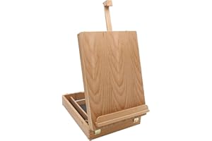 Paintersisters Luca Mallette en bois de hêtre FSC® chevalet de table avec mallette de rangement pour matériel, châssis jusqu'à 60 cm de hauteur