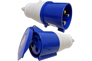 A1 ELECTRICS A1ELECTRICS.COM 32 Amp 3 Pin 1 Phase 230V Plug and Coupler Set - Blue IP44 32A