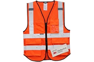 Salzmann 3M Warnweste - Hergestellt mit 3M Reflektierendem Material - Mit 4 Vordertaschen und Reißverschluss