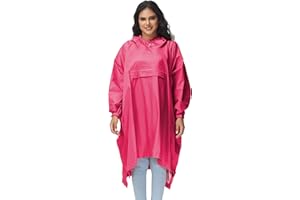 AXESQUIN Regenponcho Damen Wasserdicht Atmungsaktiv mit Reflektoren Regencape mit Kapuze Fahrradponcho für Weiblich Regen Poncho Geeignet für Fahrrad Wandern Camping