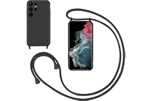 GoodcAcy Handykette Handyhülle für Samsung Galaxy S22 Ultra,Smartphone Necklace Hülle mit Band Schutzhülle mit Kette zum umhängen Halskette Flüssig Silikon Case für Galaxy S22 Ultra,Schwarz