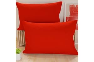 PETTI Artigiani Italiani - Coppia di Federe Cuscino 50x80 cm in Microfibra, Cuscini Arredo Camera da Letto, Divano, Set 2 Fodere Copricuscino, Federa Tinta Unita Rosso, 100% Made in Italy