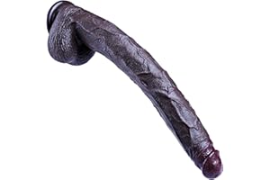 UMANIA Consolador extralargo negro de 42 cm, juguete sexual femenino realista de silicona, ventosa, consolador gigante XXXL, estimulador de consolador grande y grueso, adecuado para mujeres/hombres/parejas