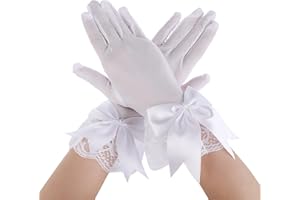 YOLEV Women's Lace Gloves with Bowknot Vintage Opera Wrist Gloves Stretchy Bridal Gloves for Fancy Dress Wedding Party Tea Party Prom Evening