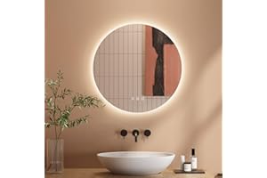 Dripex Specchio Bagno LED 50 cm Specchio Rotondo da Trucco con Luce Anti Nebbia 3 Temperature Colore e Dimmerabile HD Specchio da Parete Moderno con retroilluminato-IP44