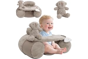 KAKIBLIN Baby Sit Me Up Seat, Inflatable Baby Seat with Cover for Babies 3-36 Months,Portable,Inflatable Sit & Play Floor Seats for Sitting Up (Gray)