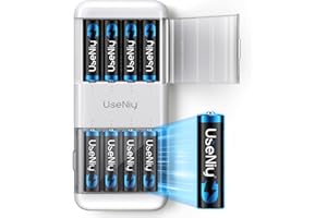 USENIY Rechargeable Lithium Batteries AA 8-Pack with Charger, Li-ion Rechargeable Batteries, 3000mWh High Capacity AA with Charger