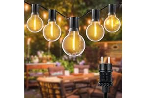 CheDux Guirlande Guinguette Extérieure g40 19M 30 Ampoules Guirlande Lumineuse avec 2 Ampoule de Rechange Guirlande Guinguette Blanc Chaud idéal pour la Cour, jardin, Bistro, porche, café