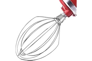 Arcets Batidor de Alambre Compatible para KitchenAid K5AWW 5KPM5 KSM50 5K5SSWH KG25 KH25 KP50 Batidor de Huevos y Pasteles, Batidoras Amasadoras en Acero Inoxidable (tamaño 5QT / 4.8L)