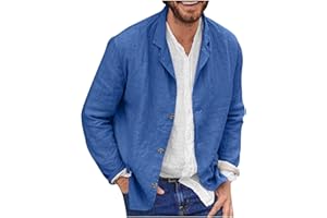 AEGJEGVD Men Linen Shirt Jacket UK Clearance Cotton Linen Casual Blazer Three Buttons Solid Color Loose Suit Jacket Sport Coat Summer Spring Shirts Comforty Lightweight Stylish Blazers Jackets