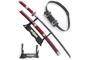 REPLIKSWORD One Piece Katana Zoro en Bois - Epee Sabre Kitetsu Sandai Cosplay - Presentoir en Bois et Ceinturon Porte Epee Inclus