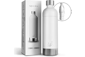 AQUA~SEAL 𝐀𝐐𝐔𝐀~𝐒𝐄𝐀𝐋® Botella de Acero Inoxidable Premium–Libre de BPA–Compatible con Aarke Carbonator3, Philips GoZero, Sodapop, Brita sodaONE–1 L agua con gas–1,25 L–Tapón–Apto lavavajillas