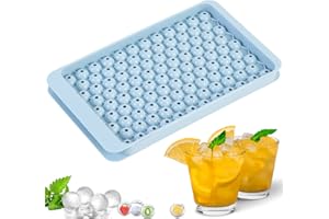 PTaizjjz Mini bandeja redonda para cubitos de hielo, con tapa y cubo, moldes de bolas de hielo para congelador, 104 piezas, molde de esfera para hacer hielo, círculo, enfriamiento, cóctel