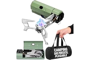 Pure 4Home - Camping Gas Portatil Plegable con Encendido | Hornillo Camping Compacto 2600W | Cocina de Gas Portátil Butano | Compatible Cartucho Universal | Ideal Caravanas, Emergencias, Exterior