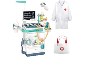 AIQI Medizinisches Spielzeug Set Kinder, 28-teiliges Arztspielset mit Medizinischer Wagen Sound und Lichtfunktionen, Rollenspiel Puzzle Spielzeug Geschenk für Jungen und Mädchen ab DREI Jahren