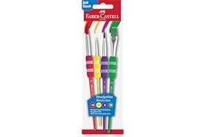 ‎FABER-CASTELL FABER-CASTELL 481600 - Pinsel Set mit Softgriffstück, 4-teilig, Malpinsel für Kinder