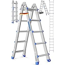 Scala Multiuso Herrselsam 7-in-1 | Alluminio Pieghevole | 582 Cm, 150 Kg | Con Piattaforme E Ruote