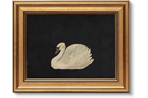 ARPEOTCY Gold Framed Vintage Wall Art for Living Room, Grace Swan Art Painting Pictures Rustic Animal Bathroom Prints Farmhouse Wall Decor Canvas Swan Shelf Decor for Bedroom Kitchen