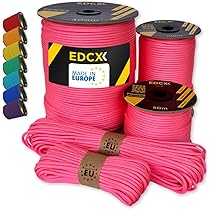 EDCX 4 mm Polyester Paracord 550 (15, 30 and 50 m) – 4 mm Type III, Tear-Resistant Parachute Cord for Survival Made of 100% Polyester with 7 Wires | Solid Colours (Red, 15 m