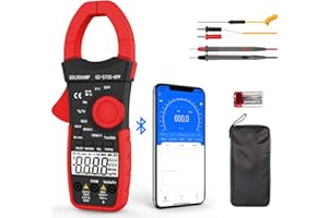 GOLDCHAMP Digital Clamp Meter, Multimeter Bluetooth for Mobile Phone App, 6000 Counts Auto Ranging TRMS, AC/DC Voltage Current Amp Meter, Capacitance, Resistance, Temperature Measurement Tool with LCD Backlit