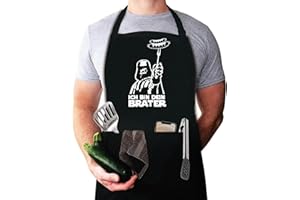 SUE'S DAY Grillschürze für Männer,Star Wars Schürze,Kochschürze Herren mit 2 Taschen, Lustige Kochschürze fur Herren,Grill Geschenke für Männer ICH BIN DEIN BRATER