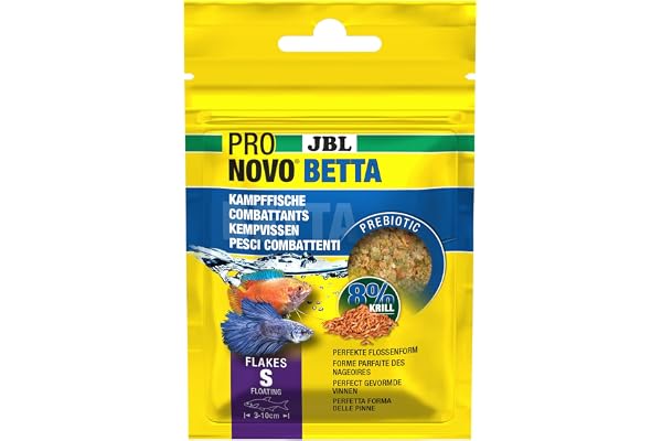 JBL PRONOVO BETTA FLAKES, Aliment de Base pour Poissons Combattants de 3-10 cm, Flocons pour Poissons, taille S, 20 ml