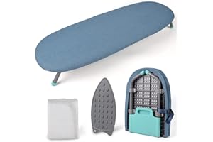 EXCLEN Składana deska do prasowania, podróżna deska do prasowania z odporną na wysoką temperaturę pokrowcem na deskę do prasowania, łatwo się składa dla wygodnego przechowywania.