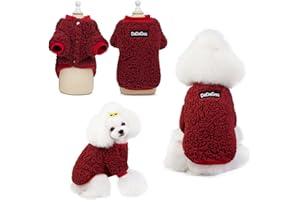 Tineer Pet Doggy Winter Lamb Cachemira Abrigo Warm Outdoor Fleece Dog Fleece Forro Pullover Coat Chaqueta Outwear Chaleco para Perros pequeños y medianos (S, Rojo)