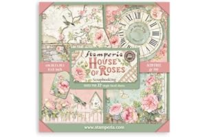 Stamperia - Scrapbook Paper Pad for Scrapbooking, Albums, Card Making, Bullet Journalling and More, Acid Free, Single Face, Perfect for Hobbies, Crafts, and Gifting (House of Roses) (20.3 x 20.3cm)