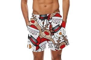 coosun Men's Christmas Background Beach Board Shorts Quick Dry Swim Trunk