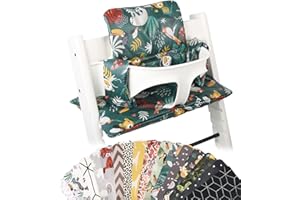 UKJE Coussin Compatible avec Stokke Tripp Trapp - Coussin de siège Doux pour Nourrissons, bébés et Tout-Petits, Accessoires de Chaise Haute, Insert en Tissu de Coton (Singe Vert)