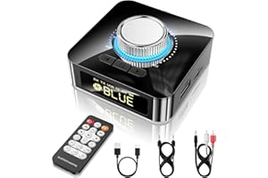 GlasFlength Receptor Bluetooth, 5.4 Receptor Bluetooth HiFi Baja Latencia Conexión Dual Adaptador bluetoot h para TV con 3.5mm AUX RCA USB TF Jack para Amplificador Tablet Altavoz y Casa (Negro)