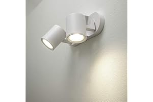 CGC Lighting Modern Round Ceiling Wall LED Spotlights Adjustable Light Surface Mount (White, Double)